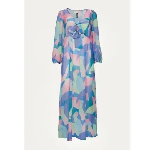 NWT Beach Riot Shiloh Printed Long Sleeve Swimsuit Coverup Maxi Dress - Picture 2 of 10